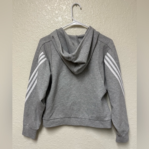ADIDAS Heather Gray Hoodie with White Stripes Size Small - Picture 5 of 16